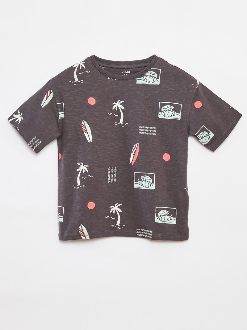 T-shirt à manches courtes avec imprimé Noir - Kiabi