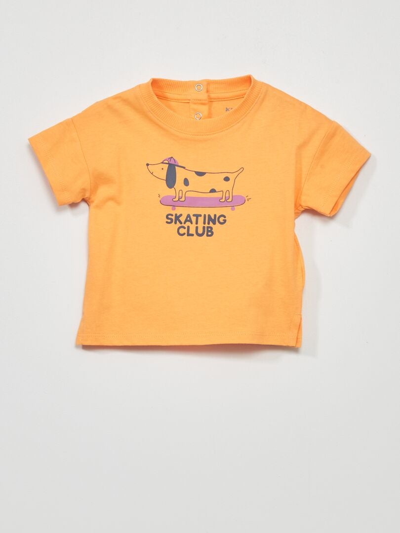 T-shirt à manches courtes avec imprimé Orange - Kiabi