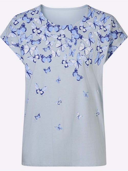 T-shirt à manches courtes avec imprimé papillon et encolure ronde - Taille standard - Moda Vilona - Kiabi T-shirt à manches courtes avec imprimé papillon et encolure ronde - Taille standard - Moda Vilona - Kiabi