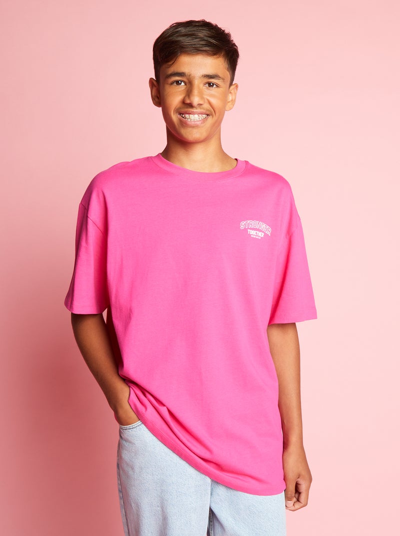 T-shirt à manches courtes avec imprimé Rose - Kiabi