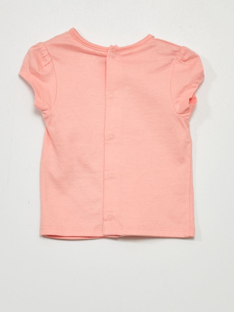 T-shirt à manches courtes avec imprimé Rose - Kiabi