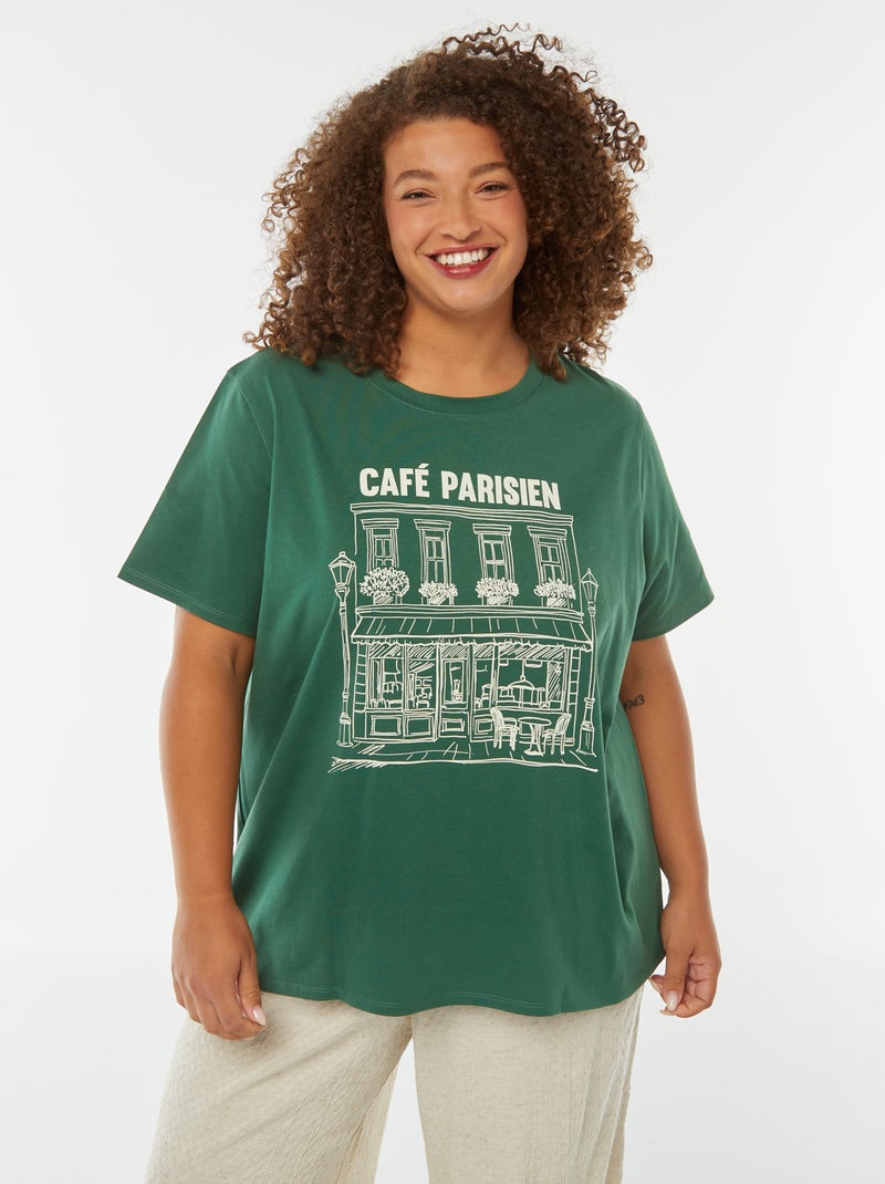 T-shirt à manches courtes avec imprimé Vert - Kiabi