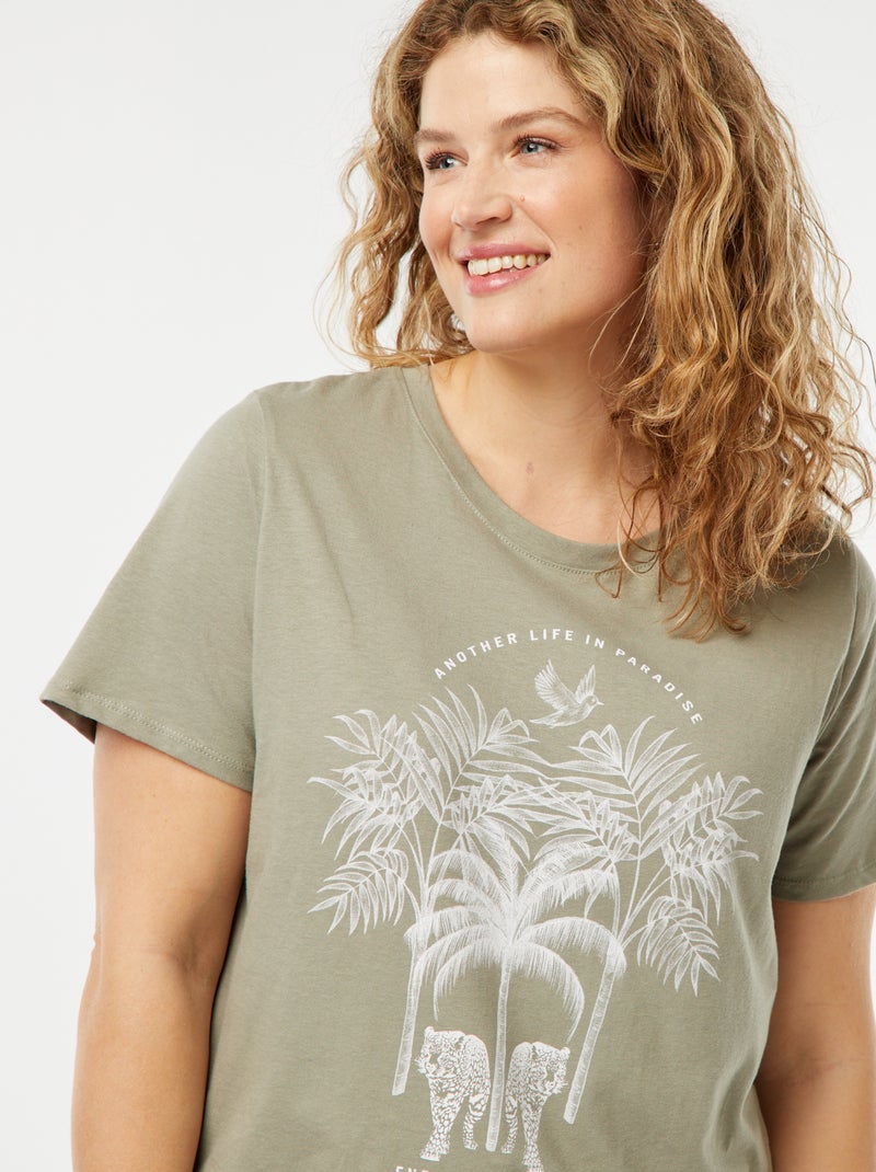 T-shirt à manches courtes avec imprimé Vert - Kiabi