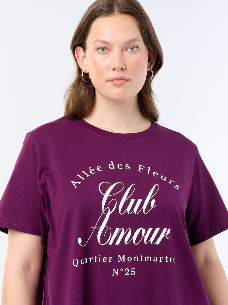 T-shirt à manches courtes avec imprimé Violet - Kiabi