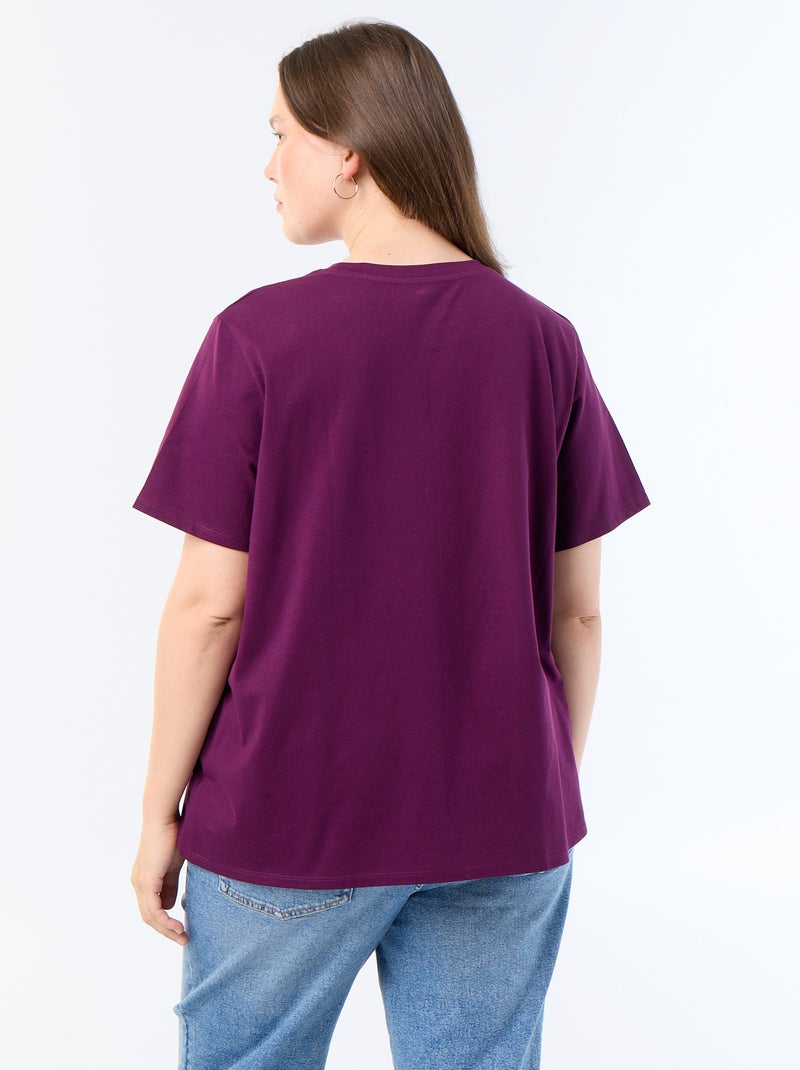 T-shirt à manches courtes avec imprimé Violet - Kiabi