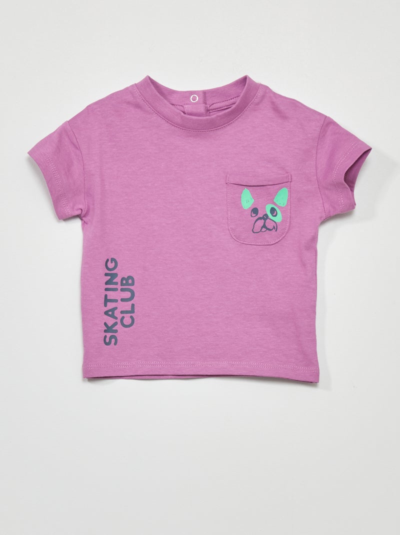 T-shirt à manches courtes avec imprimé Violet - Kiabi