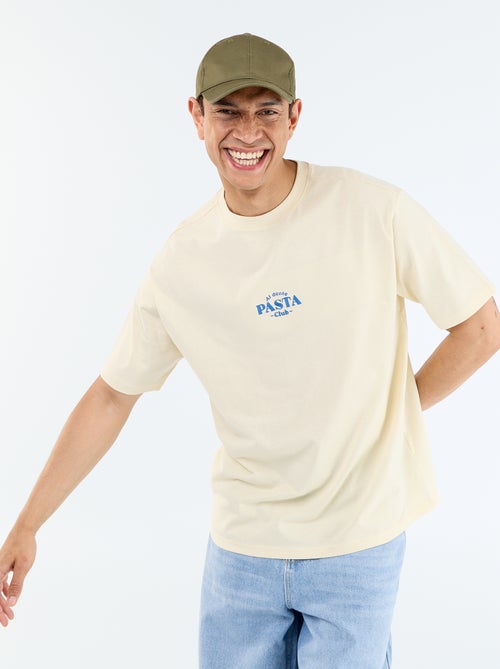 T-shirt à manches courtes avec imprimés et broderies recto/verso - Kiabi