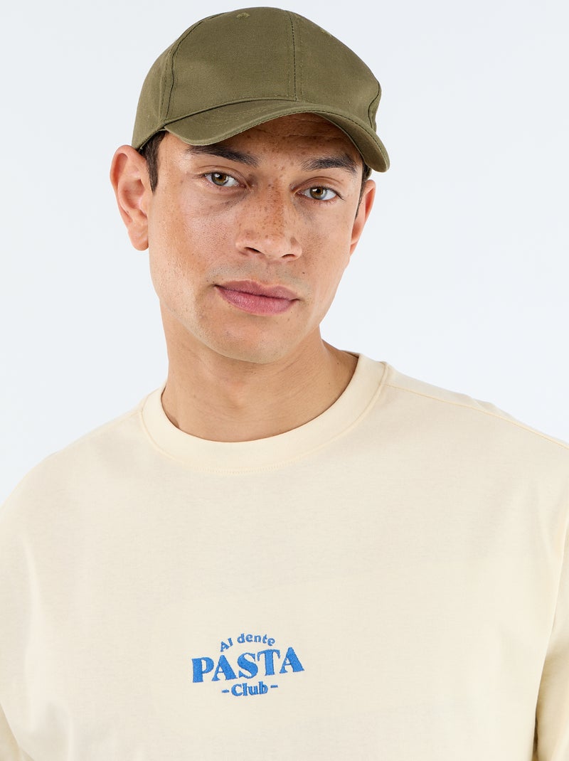 T-shirt à manches courtes avec imprimés et broderies recto/verso Jaune - Kiabi