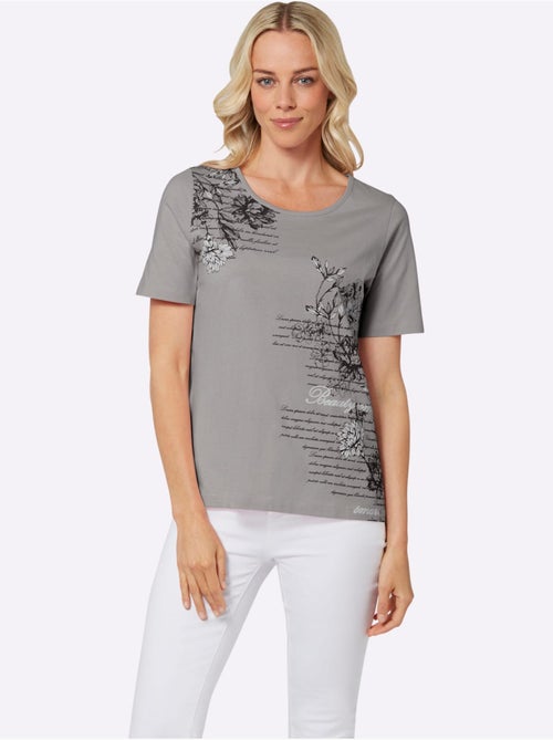 T-shirt à manches courtes avec inscriptions et motifs floraux - Taille standard - Moda Vilona - Kiabi T-shirt à manches courtes avec inscriptions et motifs floraux - Taille standard - Moda Vilona - Kiabi