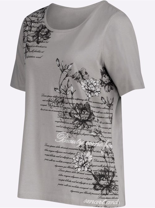 T-shirt à manches courtes avec inscriptions et motifs floraux - Taille standard - Moda Vilona - Kiabi T-shirt à manches courtes avec inscriptions et motifs floraux - Taille standard - Moda Vilona - Kiabi
