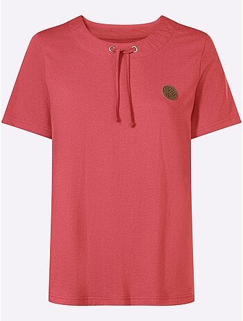 T-shirt à manches courtes avec encolure ronde et coulisse - taille standard - moda vilona