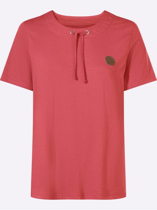 T-shirt à manches courtes avec lien à nouer et empiècement décoratif - Taille standard - Moda Vilona - Kiabi T-shirt à manches courtes avec lien à nouer et empiècement décoratif - Taille standard - Moda Vilona - Kiabi