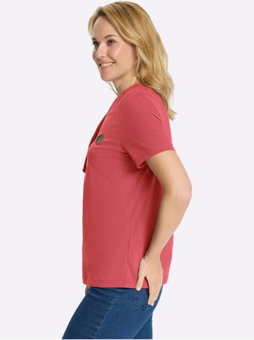 T-shirt à manches courtes avec lien à nouer et empiècement décoratif - Taille standard - Moda Vilona - Kiabi T-shirt à manches courtes avec lien à nouer et empiècement décoratif - Taille standard - Moda Vilona - Kiabi