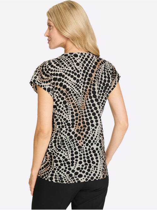 T-shirt à manches courtes avec motif à pois encolure ronde - Taille standard - Moda Vilona - Kiabi