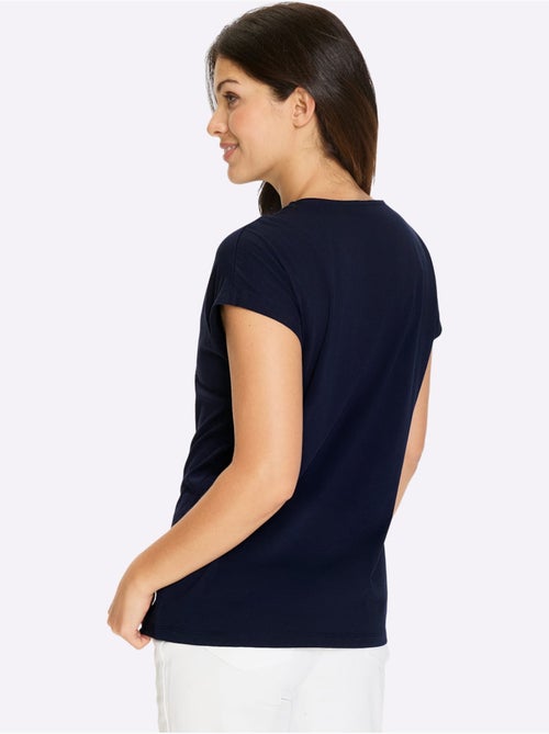 T-shirt à manches courtes avec motif cœur et encolure ronde - Taille standard - Moda Vilona - Kiabi