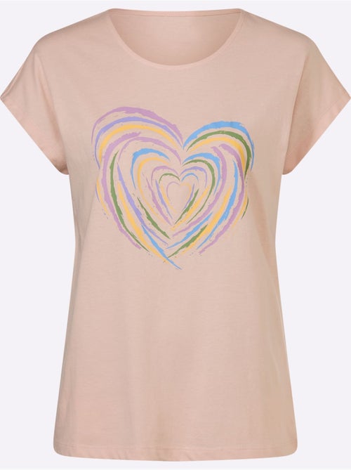 T-shirt à manches courtes avec motif cœur et encolure ronde - Taille standard - Moda Vilona - Kiabi T-shirt à manches courtes avec motif cœur et encolure ronde - Taille standard - Moda Vilona - Kiabi