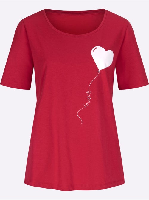 T-shirt à manches courtes avec motif de ballon en cœur - Taille standard - Moda Vilona - Kiabi T-shirt à manches courtes avec motif de ballon en cœur - Taille standard - Moda Vilona - Kiabi