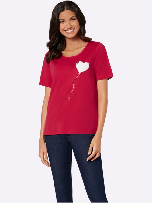 T-shirt à manches courtes avec motif de ballon en cœur - Taille standard - Moda Vilona - Kiabi T-shirt à manches courtes avec motif de ballon en cœur - Taille standard - Moda Vilona - Kiabi