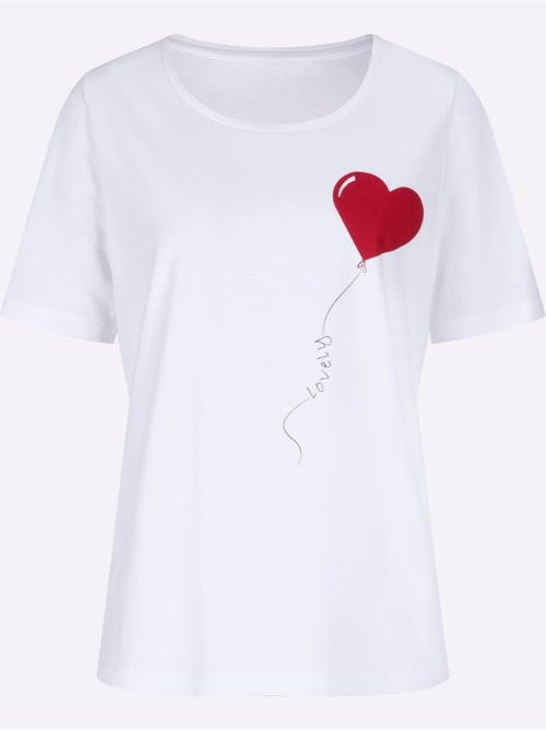 T-shirt à manches courtes avec motif de cœur en ballon - Taille standard - Moda Vilona - Kiabi T-shirt à manches courtes avec motif de cœur en ballon - Taille standard - Moda Vilona - Kiabi