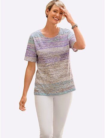 T-shirt à manches courtes avec motif graphique chiné - taille standard - moda vilona
