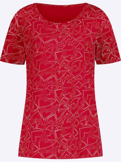 T-shirt à manches courtes avec motif imprimé et col rond - Taille standard - Moda Vilona - Kiabi T-shirt à manches courtes avec motif imprimé et col rond - Taille standard - Moda Vilona - Kiabi