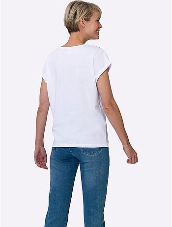 T-shirt à manches courtes avec motif imprimé et encolure ronde - Taille standard - Moda Vilona
