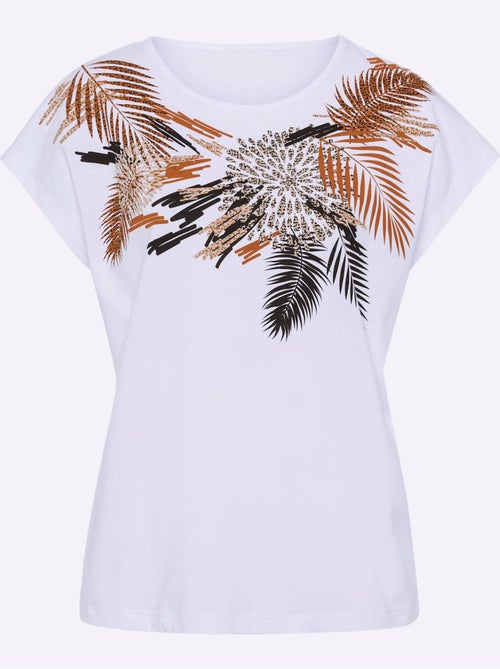 T-shirt à manches courtes avec motif imprimé et encolure ronde - Taille standard - Moda Vilona - Kiabi T-shirt à manches courtes avec motif imprimé et encolure ronde - Taille standard - Moda Vilona - Kiabi