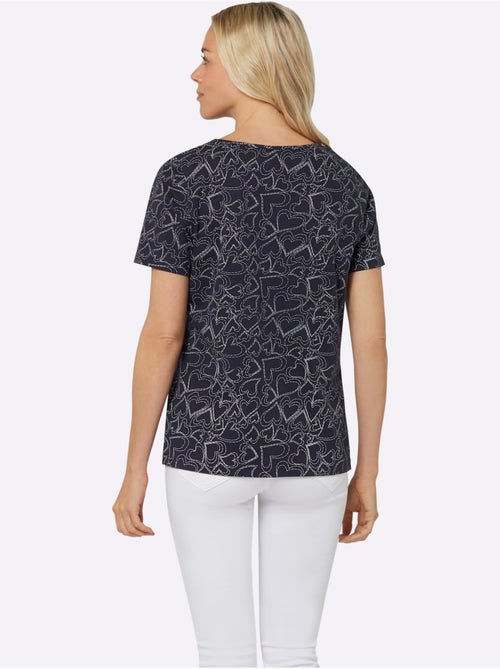 T-shirt à manches courtes avec motif imprimé et encolure ronde - Taille standard - Moda Vilona - Kiabi