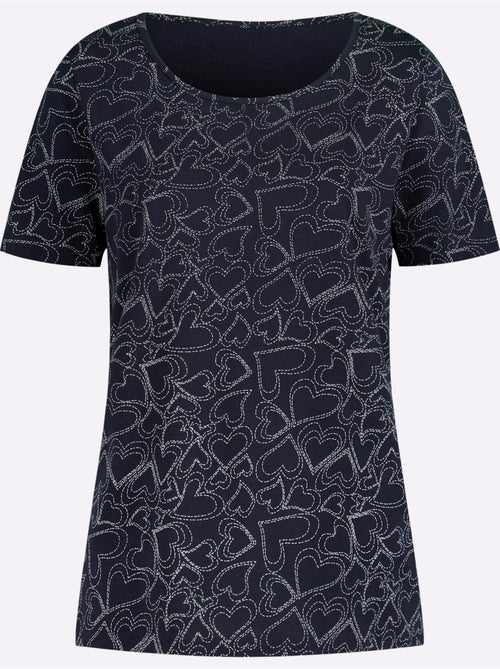 T-shirt à manches courtes avec motif imprimé et encolure ronde - Taille standard - Moda Vilona - Kiabi