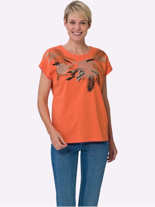 T-shirt à manches courtes avec motif imprimé et encolure ronde - Taille standard - Moda Vilona - Kiabi T-shirt à manches courtes avec motif imprimé et encolure ronde - Taille standard - Moda Vilona - Kiabi