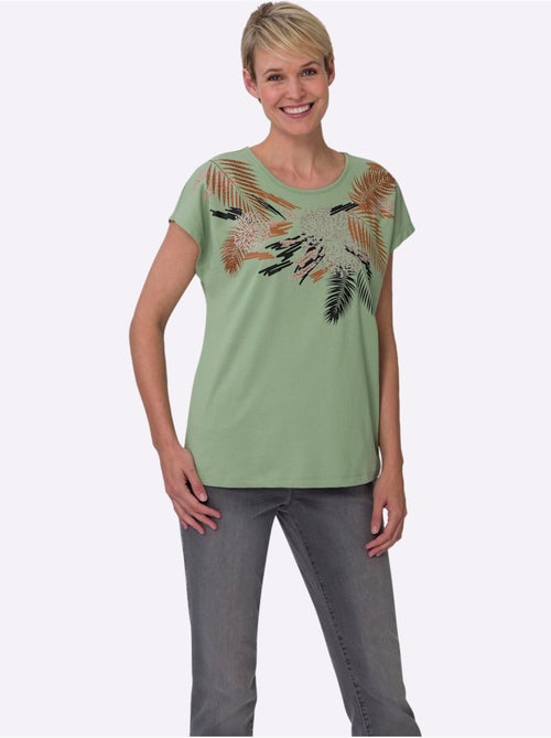 T-shirt à manches courtes avec motif imprimé et encolure ronde - Taille standard - Moda Vilona - Kiabi T-shirt à manches courtes avec motif imprimé et encolure ronde - Taille standard - Moda Vilona - Kiabi