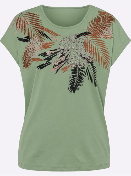 T-shirt à manches courtes avec motif imprimé et encolure ronde - Taille standard - Moda Vilona - Kiabi T-shirt à manches courtes avec motif imprimé et encolure ronde - Taille standard - Moda Vilona - Kiabi
