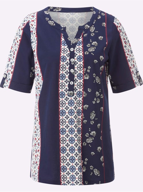 T-shirt à manches courtes avec motif patchwork et encolure ronde - Taille standard - Moda Vilona - Kiabi T-shirt à manches courtes avec motif patchwork et encolure ronde - Taille standard - Moda Vilona - Kiabi