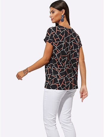 T shirt à manches courtes avec motifs géométriques et viscose ECOVERO - Taille standard - Helline