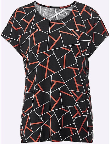 T shirt à manches courtes avec motifs géométriques et viscose ECOVERO - Taille standard - Helline