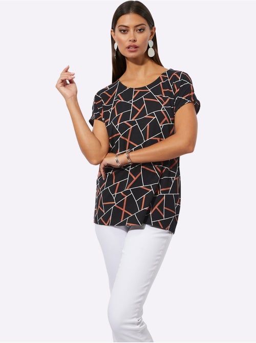 T shirt à manches courtes avec motifs géométriques et viscose ECOVERO - Taille standard - Helline - Kiabi T shirt à manches courtes avec motifs géométriques et viscose ECOVERO - Taille standard - Helline - Kiabi
