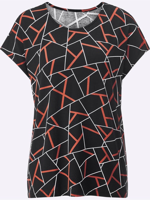 T shirt à manches courtes avec motifs géométriques et viscose ECOVERO - Taille standard - Helline - Kiabi T shirt à manches courtes avec motifs géométriques et viscose ECOVERO - Taille standard - Helline - Kiabi