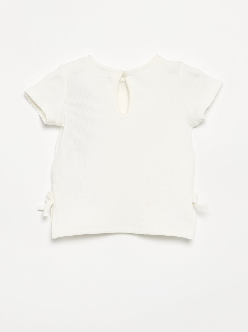 T-shirt à manches courtes avec nœuds Blanc - Kiabi