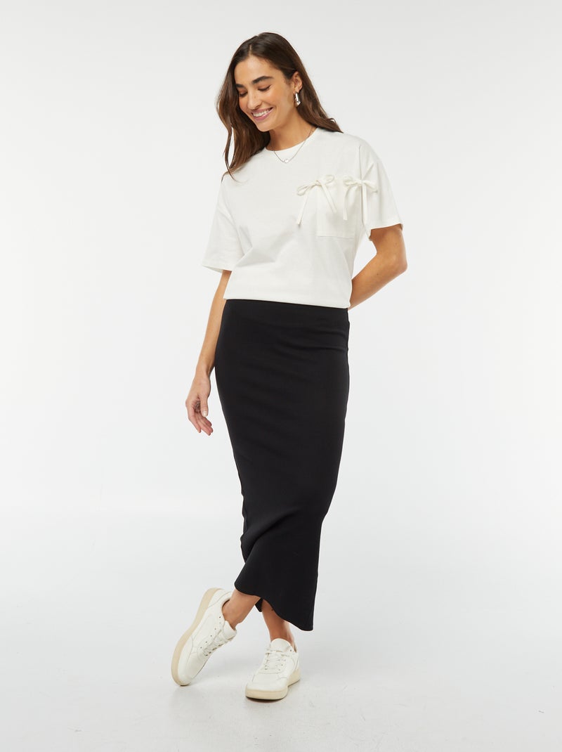 T-shirt à manches courtes avec nœuds décoratifs blanc - Kiabi
