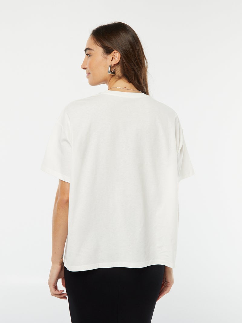 T-shirt à manches courtes avec nœuds décoratifs blanc - Kiabi
