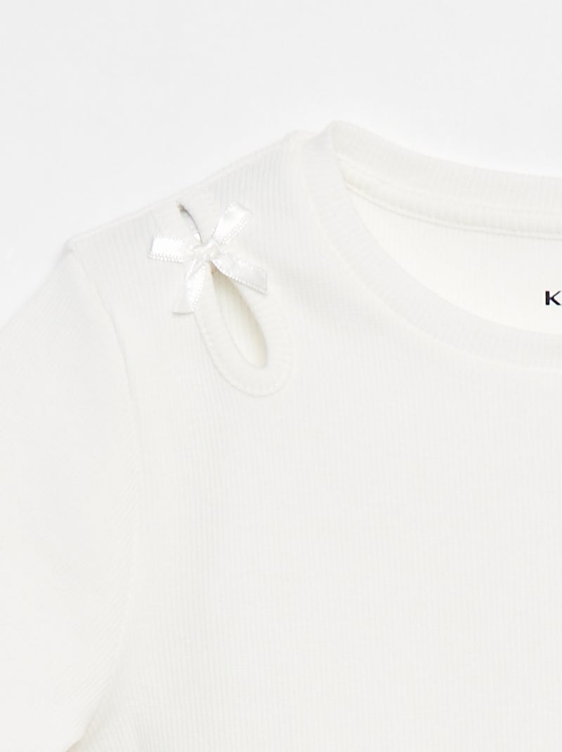 T-shirt à manches courtes avec nœuds décoratifs Blanc - Kiabi