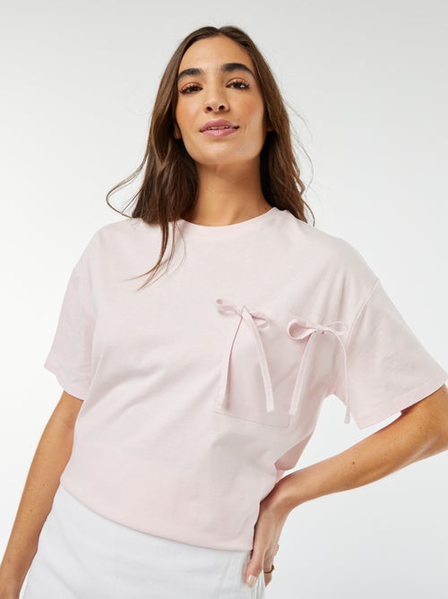 T-shirt à manches courtes avec nœuds décoratifs - Kiabi