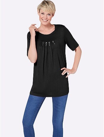 T-shirt à Manches Courtes Plis Creux Tendance - Taille Standard - Moda Vilona