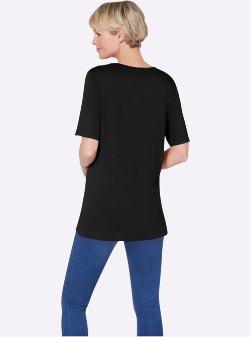 T-shirt à manches courtes avec plis et pierres fantaisie - Taille standard - Moda Vilona - Kiabi