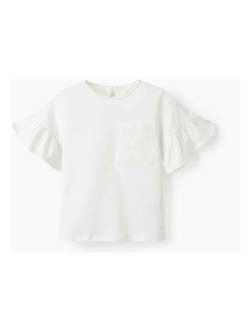 T-shirt à manches courtes avec poche et broderie pour fille manches courtes ATLANTIC COMPANY - Kiabi