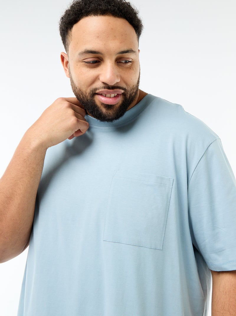 T-shirt à manches courtes avec poche poitrine Bleu - Kiabi