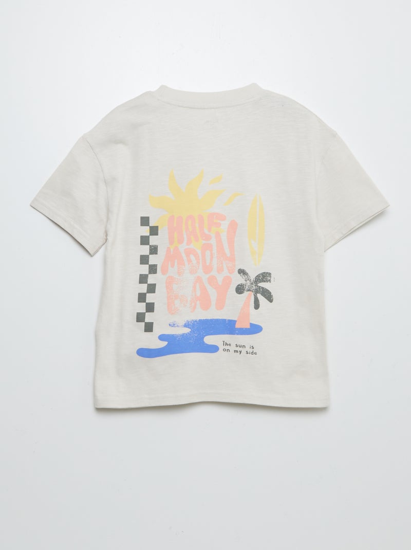 T-shirt à manches courtes avec poche poitrine et imprimés BEIGE - Kiabi