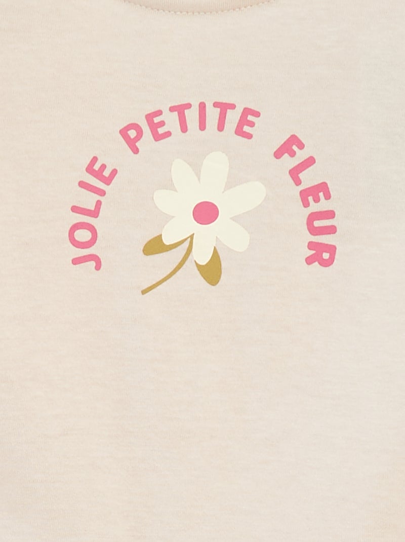 T-shirt à manches courtes avec print Rose - Kiabi