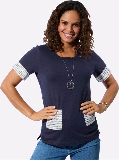 T-shirt à manches courtes avec rayures contrastées et poches plaquées - Taille standard - Witt - Kiabi T-shirt à manches courtes avec rayures contrastées et poches plaquées - Taille standard - Witt - Kiabi