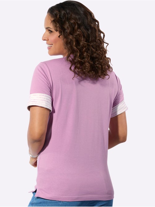 T-shirt à manches courtes avec rayures et poches plaquées - Taille standard - Witt - Kiabi